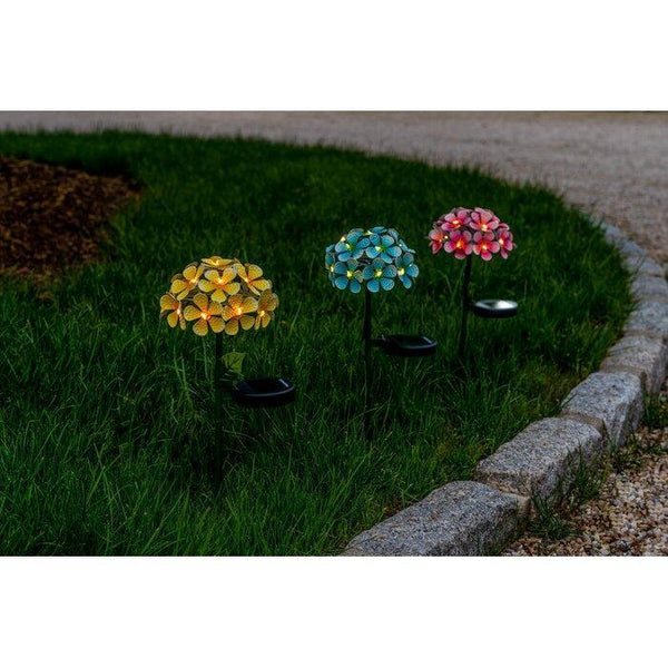 2 Solar LED Metal Flower Garden Stake Set (Set of 2)