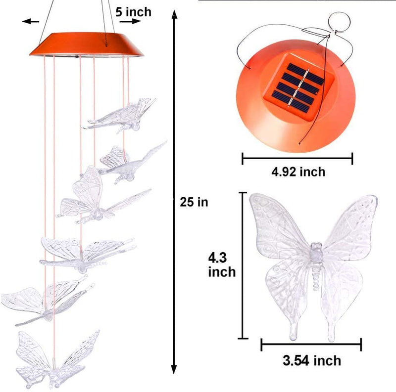 SIX FOXES Solar Wind Chimes, Butterfly Wind Chimes