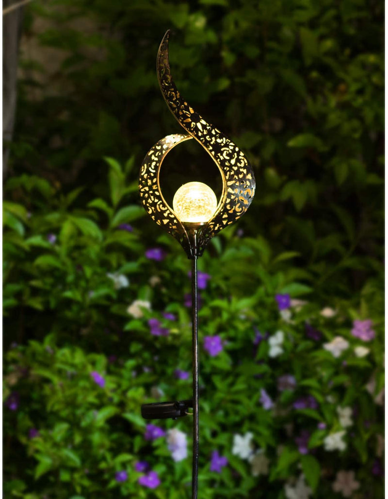 Outdoor Solar Lights Garden Crackle Glass Globe