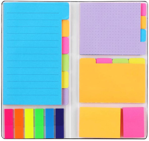 Sticky Notes Set, Hommie Colored Divider Self-Stick Notes Pads Bundle, Prioritize with Color Coding, 60 Ruled (3.7x6), 48 Dotted (3.7x3), 48 Blank (3x3.7), 48 Per Rectangular, 25 Per PET Color