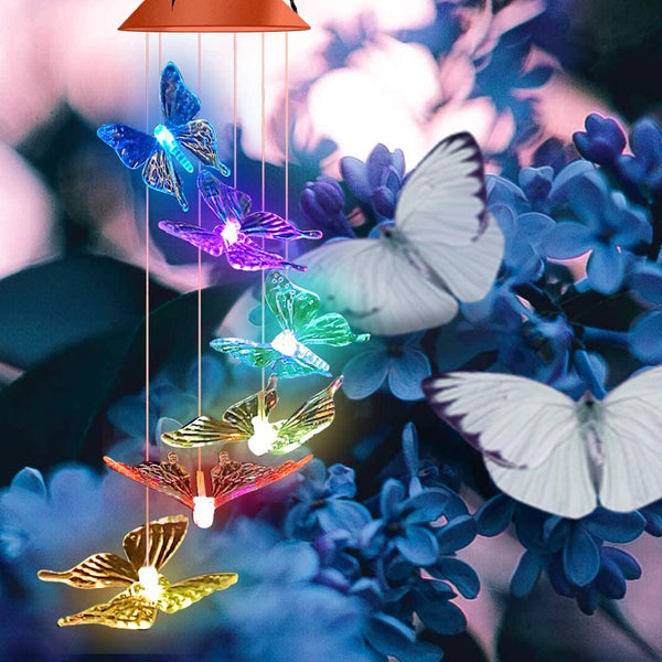 SIX FOXES Solar Wind Chimes, Butterfly Wind Chimes