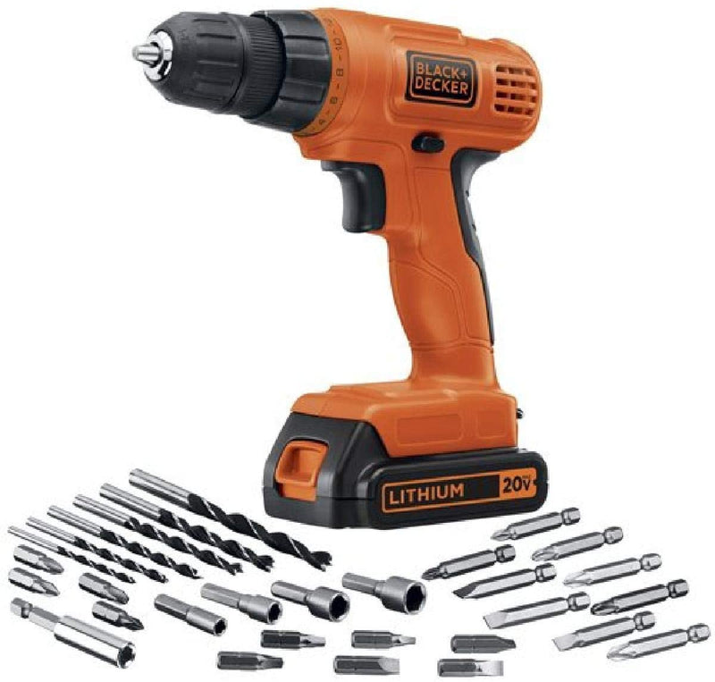 BLACK+DECKER 20V MAX Cordless Drill / Driver with 30-Piece Accessories (LD120VA)