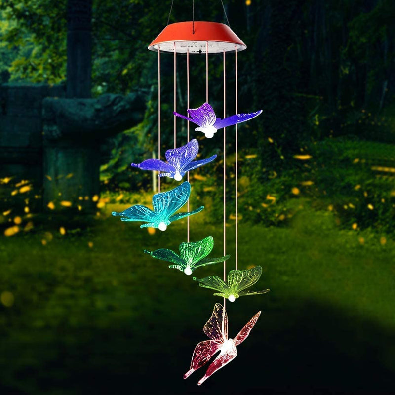 SIX FOXES Solar Wind Chimes, Butterfly Wind Chimes