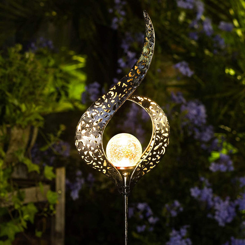 Outdoor Solar Lights Garden Crackle Glass Globe