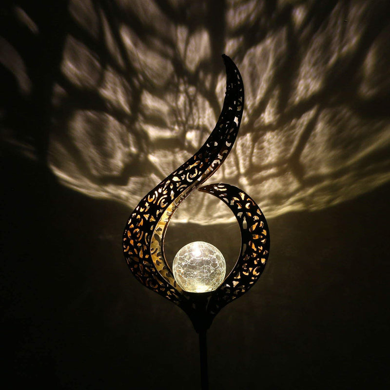 Outdoor Solar Lights Garden Crackle Glass Globe