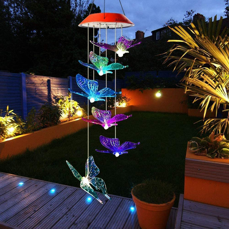 SIX FOXES Solar Wind Chimes, Butterfly Wind Chimes