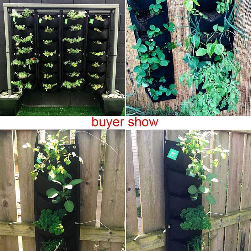 Meiwo New Upgraded Deeper and Bigger 7 Pocket Hanging Vertical Garden Wall Planter for Yard Garden Home Decoration