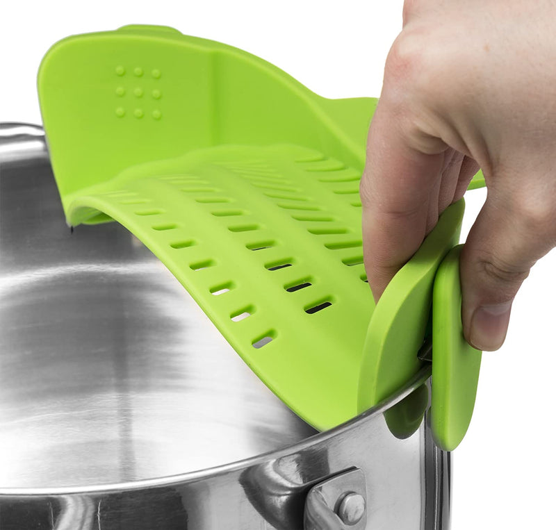 Kitchen Gizmo Snap N Strain Strainer, Clip On Silicone Colander, Fits all Pots and Bowls - Lime Green