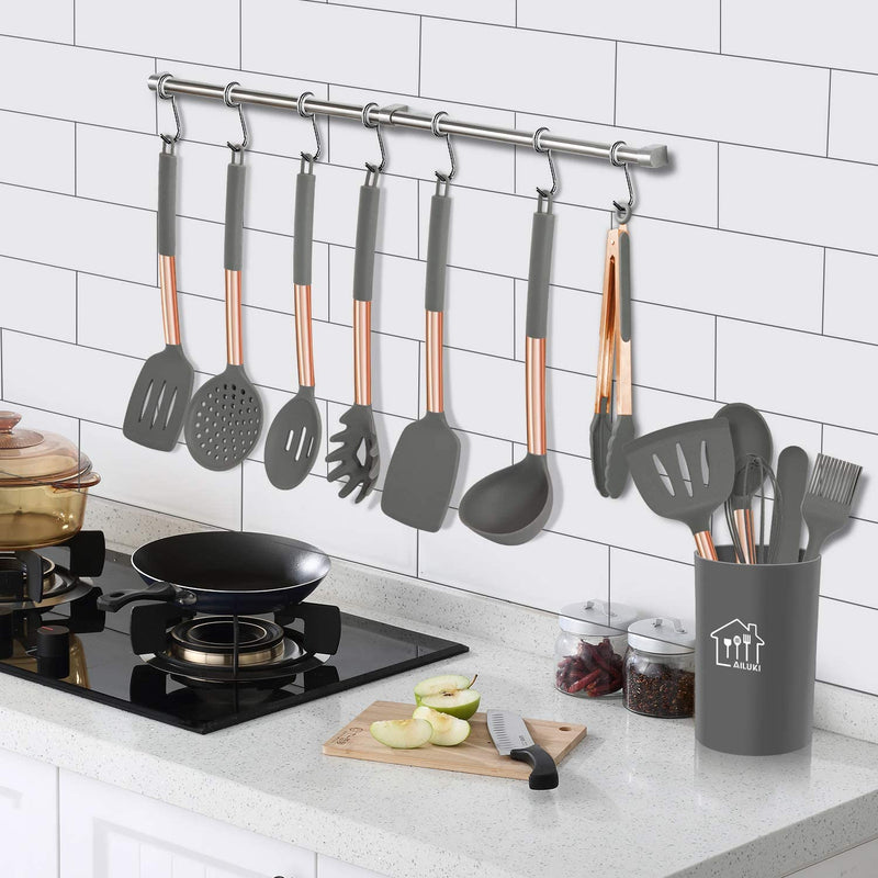 Silicone Cooking Utensil Set, Kitchen Utensils 17 Pcs