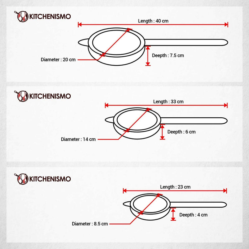 Fine Mesh Strainer – Set of 3 – Stainless Steel