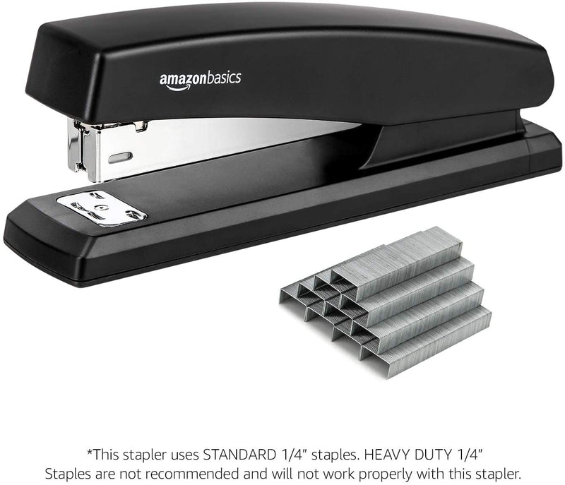 AmazonBasics 10-Sheet Capacity, Non-Slip, Office Stapler with 1000 Staples, Black