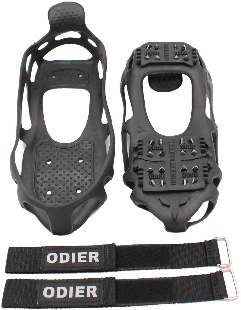 ODIER Shoe Ice Cleats 24 Teeth Ice Grippers 10 Teeth Cleats Shoes Designed for Walk on Ice Snow and Freezing Mud Ground Must Have Accessories for Outdoor Sports Activity Accessory