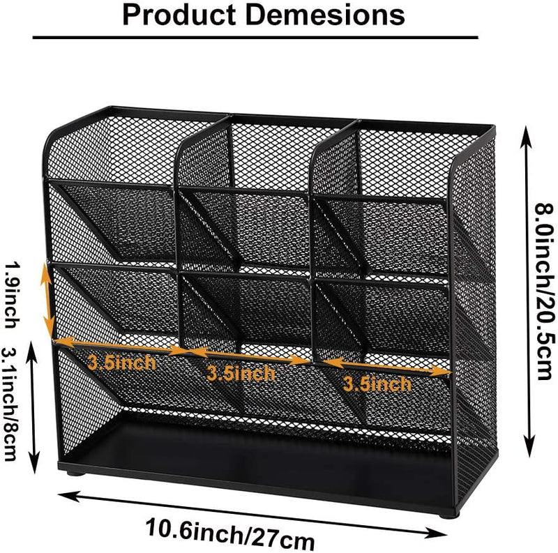 Marbrasse Mesh Desk Organizer, Multi-Functional Pen Holder, Pen Organizer for Desk, Desktop Stationary Organizer, Storage Rack for School Home Office Art Supplies (Black)