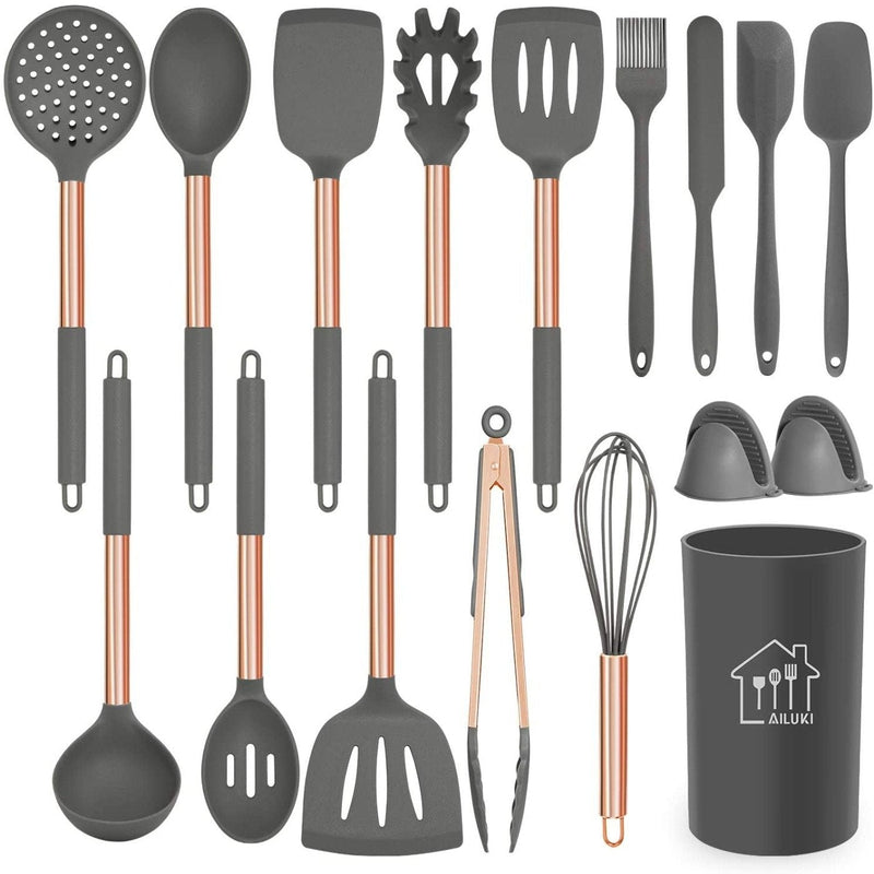 Silicone Cooking Utensil Set, Kitchen Utensils 17 Pcs