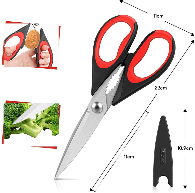 Kitchen Shears, iBayam 2-Pack Kitchen Scissors Heavy Duty Meat Scissors, Dishwasher Safe Cooking Scissors, Multipurpose Stainless Steel Sharp Utility Food Scissors for Chicken, Poultry, Fish, Herbs