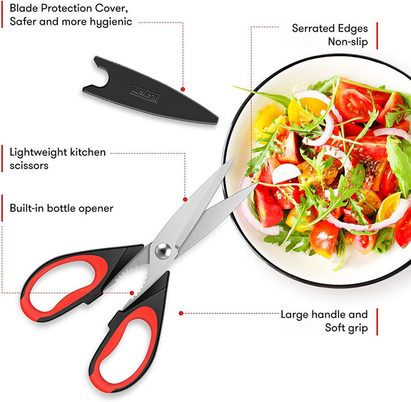 Kitchen Shears, iBayam 2-Pack Kitchen Scissors Heavy Duty Meat Scissors, Dishwasher Safe Cooking Scissors, Multipurpose Stainless Steel Sharp Utility Food Scissors for Chicken, Poultry, Fish, Herbs