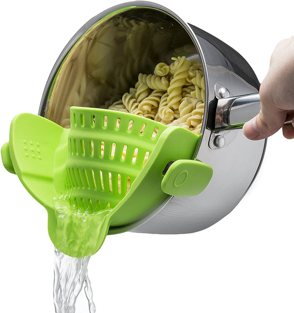 Kitchen Gizmo Snap N Strain Strainer, Clip On Silicone Colander, Fits all Pots and Bowls - Lime Green