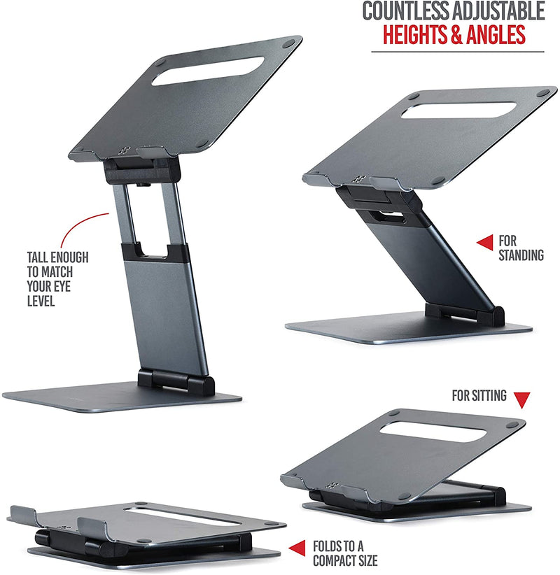 Ergonomic Laptop stand for desk, Adjustable height up to 20", Laptop riser computer stand for laptop, Portable laptop stands, Fits MacBook, Laptops 10 15 17 inches, Laptop holder and Laptop desk stand