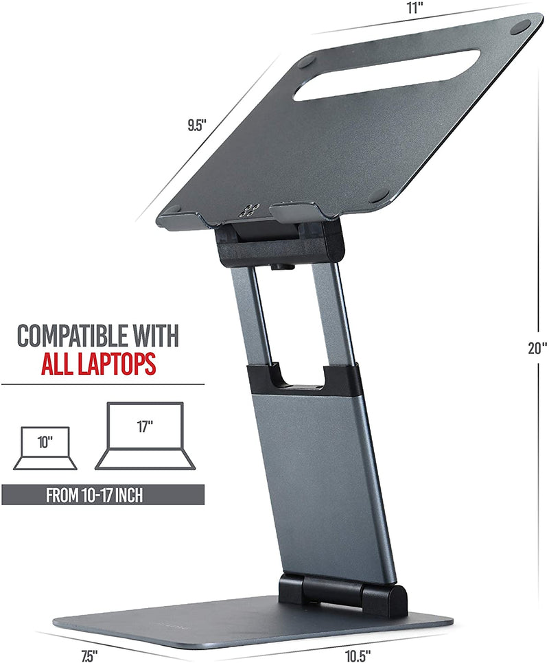 Ergonomic Laptop stand for desk, Adjustable height up to 20", Laptop riser computer stand for laptop, Portable laptop stands, Fits MacBook, Laptops 10 15 17 inches, Laptop holder and Laptop desk stand