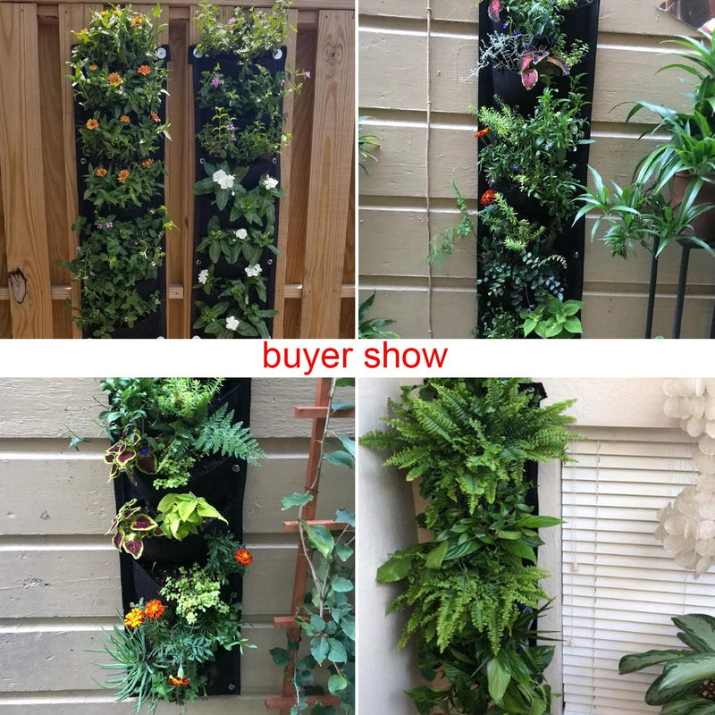 Meiwo New Upgraded Deeper and Bigger 7 Pocket Hanging Vertical Garden Wall Planter for Yard Garden Home Decoration