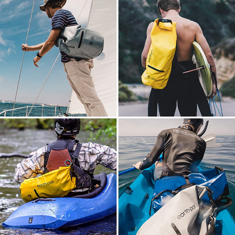 Earth Pak- Waterproof Dry Bag with Front Zippered Pocket Keeps Gear Dry for Kayaking, Beach, Rafting, Boating, Hiking, Camping and Fishing with Waterproof Phone Case