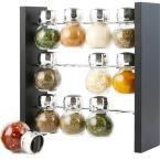 Spice Jar Rack with 12-Durable Glass Bottles