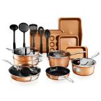 StackMaster 21- Piece Aluminum Cast Textured Ceramic Nonstick Cookware Set