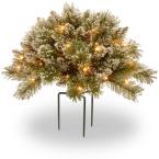 36 in. Glittery Bristle Pine Urn Filler with Battery Operated LED Lights