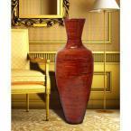 37.5 in. Reds and Pinks Tall Bamboo Floor Decorative Vase