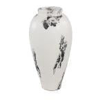 Black and White Stoneware Floor Decorative Vase with Textured Relief Detail