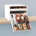 SpiceStack Adjustable 24-Bottle White Spice Organizer